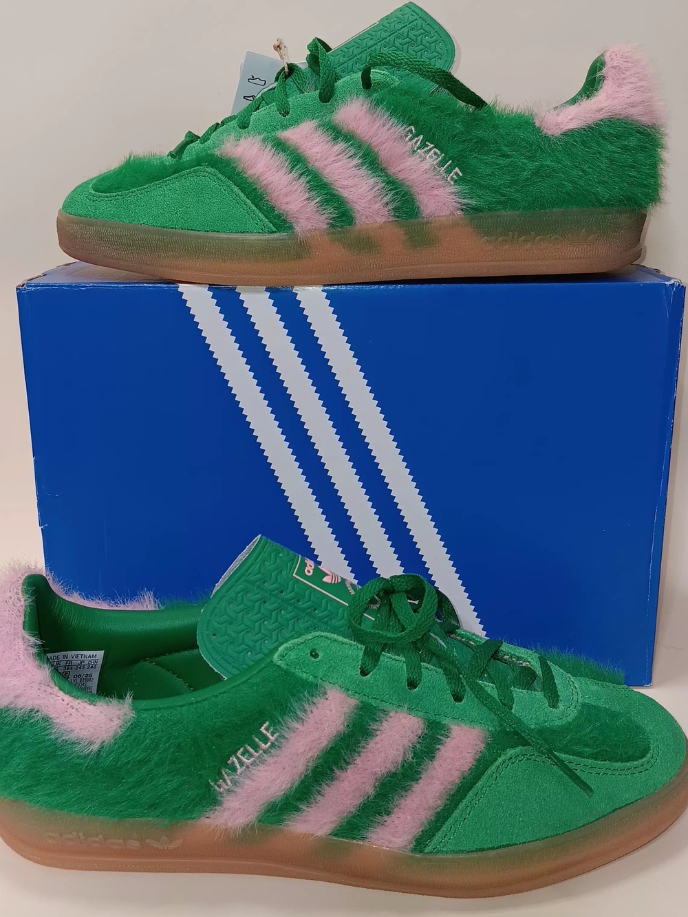 adidas Green and Pink Fuzzy Sneakers